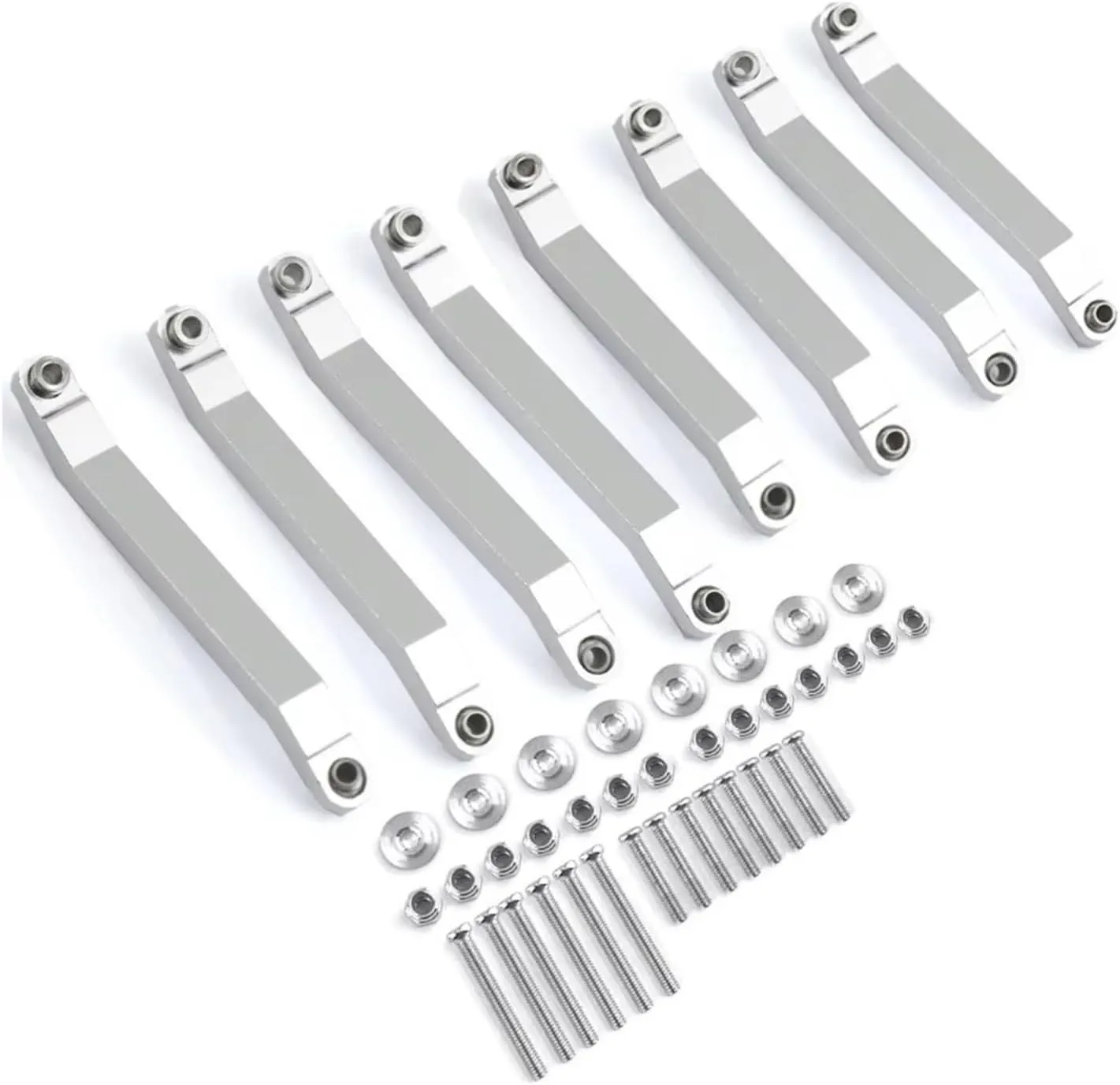 Rc Special Connecting Rod for MN D90 D91 D96 D99 D99S MN90 1/12 8pcs Metal for Chassis Pull Rods Fixed Link Suspensionv RC Car Parts and Accessories Upgrade Replace Use(Silver)