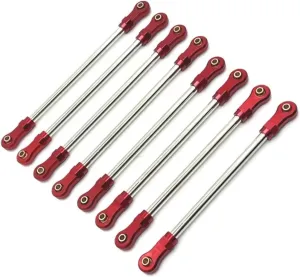 Rc Special Connecting Rod for Yikong YK4106 YK4107 1/10 8pcs Metal Pull Rod Link Rod Linkage RC Crawler Car Off-Road Vehicle Parts and Accessories Upgrade Replacement Use(Red)