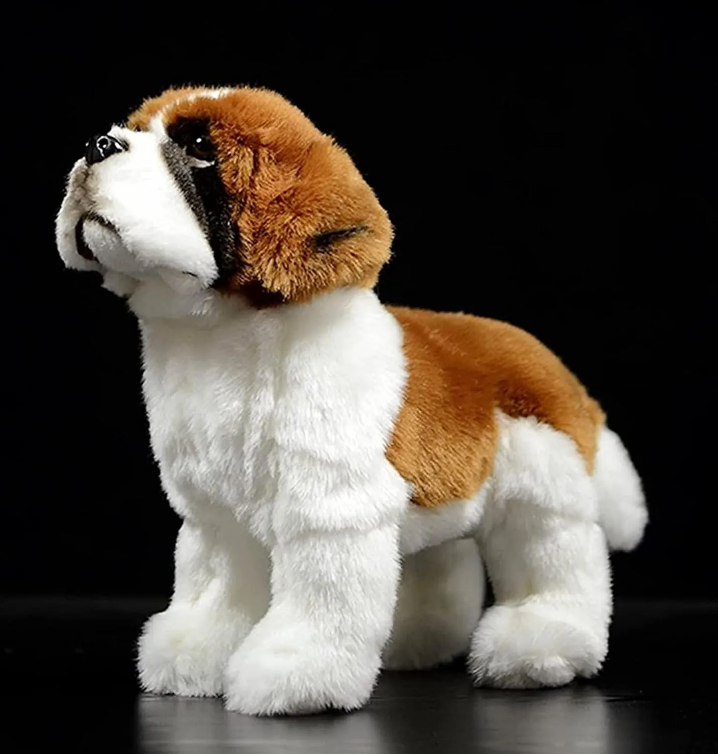 Realistic Saint Bernard Dog Plush Toy, Simulation Standing Pet 12 inch Saint Bernard Dog Stuffed Animal Puppy Model Toy, Unique Plush Gift Collection for Kids Birthday, Home Decor