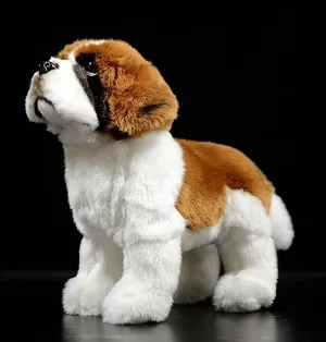 Realistic Saint Bernard Dog Plush Toy, Simulation Standing Pet 12 inch Saint Bernard Dog Stuffed Animal Puppy Model Toy, Unique Plush Gift Collection for Kids Birthday, Home Decor