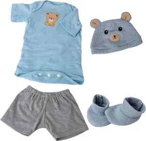 Reborn Baby Dolls Clothes for Boys and Girls 17-22 Inches Blue Bear Patterned Fashion Realistic Baby Doll Clothes Accessories Set for Newborn Baby Dolls Boy