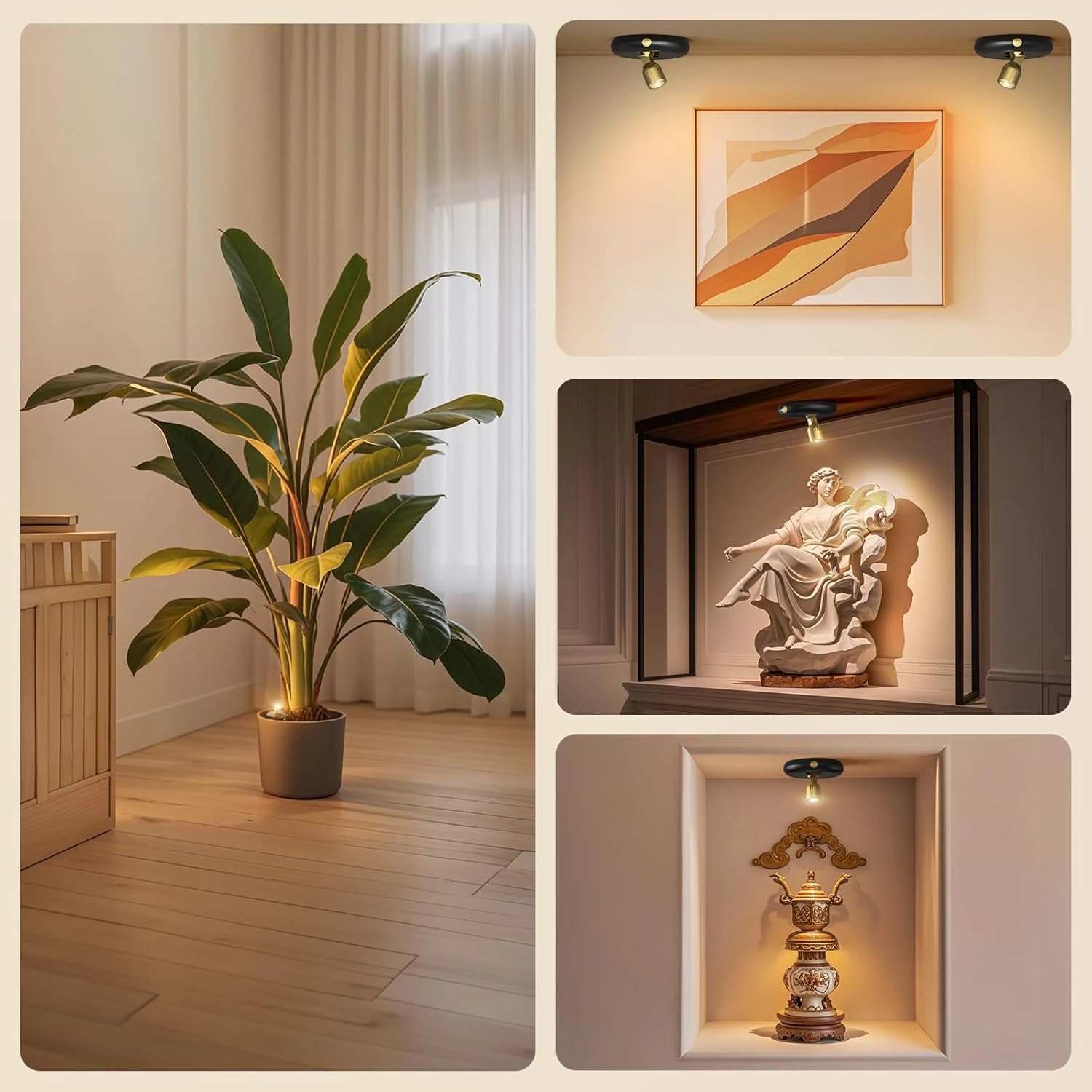 Rechargeable Battery LED Spotlight Indoor: Wireless Mini Art Accent Spot Lights with Timer Remote - Small Dimmable Uplight for Plants Display Painting Dartboard Artwork Portrait Closet