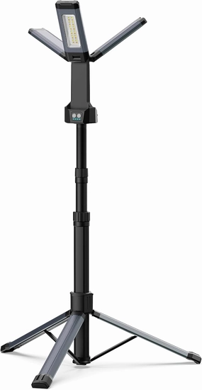 Rechargeable LED Work Light with Stand, 67" Tall Portable Cordless Work Light, 8AH Battery, 500/1500/2500 Lumen, 4000/6500K Dimmable Camping Light with Detachable Tripod Grey (Carrying Bag Included)