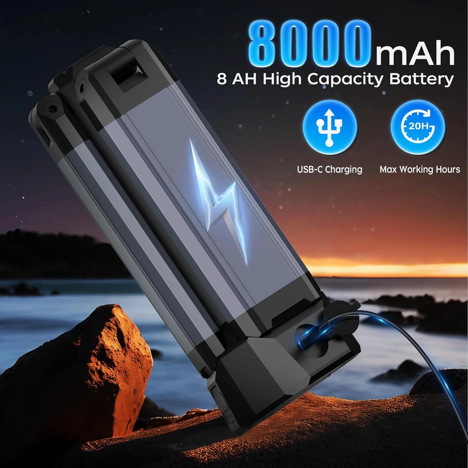Rechargeable LED Work Light with Stand, 67" Tall Portable Cordless Work Light, 8AH Battery, 500/1500/2500 Lumen, 4000/6500K Dimmable Camping Light with Detachable Tripod Grey (Carrying Bag Included)