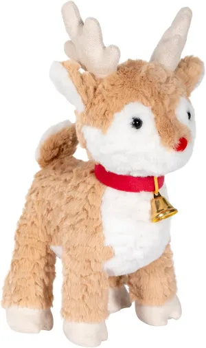Red Nose Reindeer Stuffed Animal, 12.6 Inch Deer Fawn Plush Toy w/Yellow Bell, Toddlers Small Baby Deer Animal Plushie, Christmas Party Soft Toy, Gift for Kids Boys Girls, Age 3 