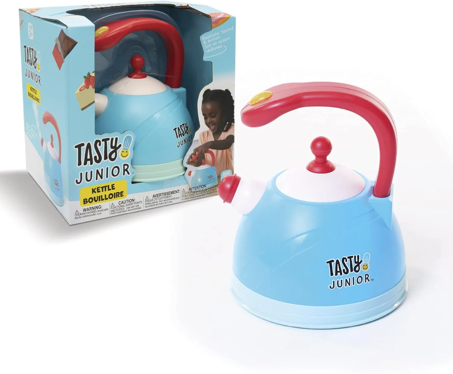 Red Toolbox Tasty Junior Kettle Set with Realistic Lights & Sounds for Imaginative Tea Time Fun