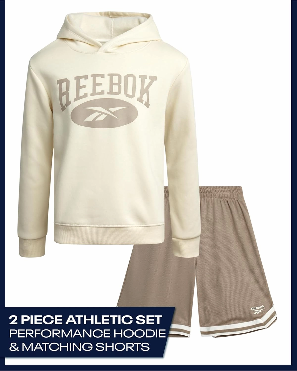 Reebok Boys' Active Sweatsuit - 2 Piece Performance Knit Pullover Hoodie Sweatshirt and Sweat Shorts - Athleisure Set (8-12)
