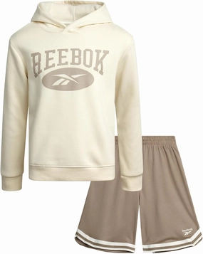 Reebok Boys' Active Sweatsuit - 2 Piece Performance Knit Pullover Hoodie Sweatshirt and Sweat Shorts - Athleisure Set (8-12)