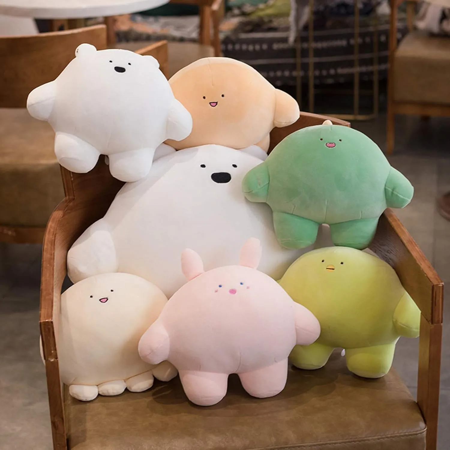 REFAHB 15.7 inch Cute Bear Plush Stuffed Animal Body Pillow Fat Cartoon Cylindrical Body Pillows for Kids, Super Soft Hugging Toy Gifts for Bedding, Kids Sleeping Nap Kawaii Pillow