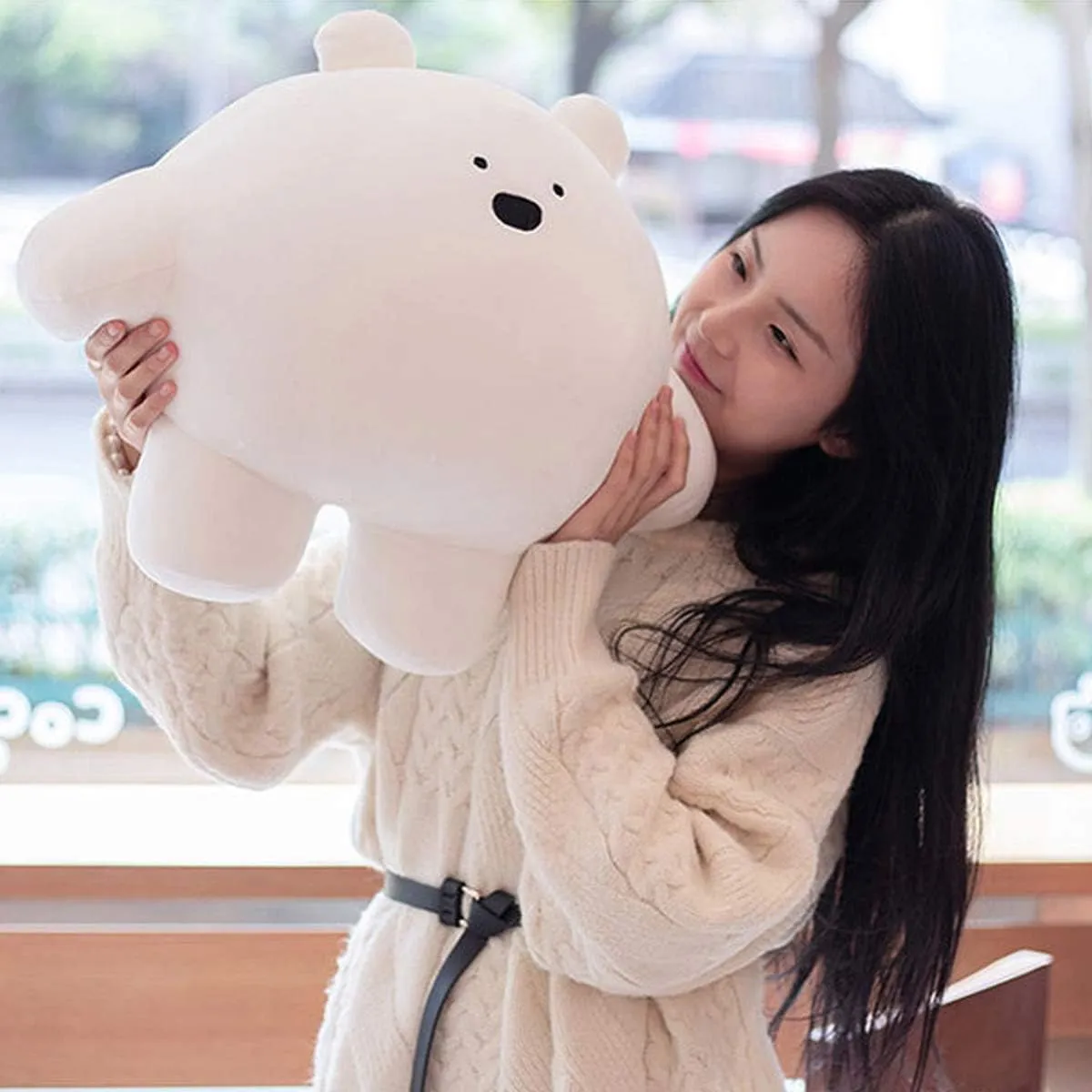 REFAHB 15.7 inch Cute Bear Plush Stuffed Animal Body Pillow Fat Cartoon Cylindrical Body Pillows for Kids, Super Soft Hugging Toy Gifts for Bedding, Kids Sleeping Nap Kawaii Pillow
