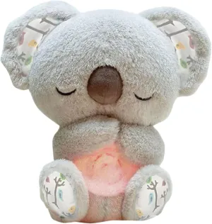 Relief Koala Breathing Stuffed Toy, Anxiety Relief Plush Breathing Animal, Sleeping Koala Plush Breathing with Musical Lights & Adjustable Rhythmic Breathing Motion (Grey)