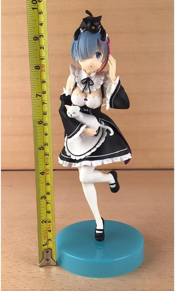 Rem Figure Maid Dress Anime Figurine Girl Model 9.06 Inch Cute Action Figure Rem Statue Desktop Ornament Display Collectibles Gift