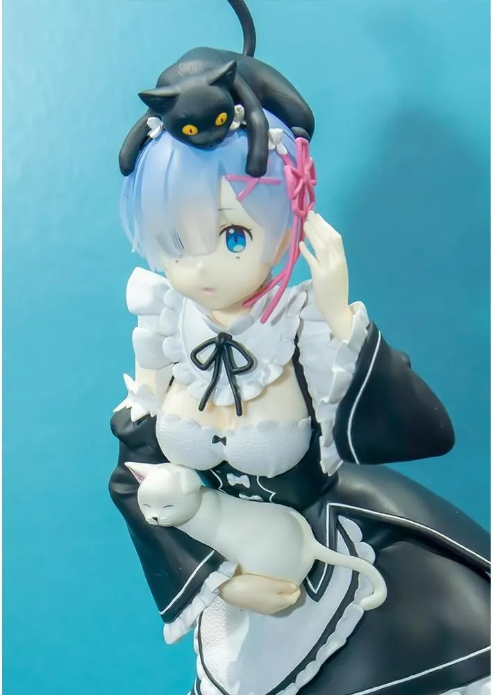 Rem Figure Maid Dress Anime Figurine Girl Model 9.06 Inch Cute Action Figure Rem Statue Desktop Ornament Display Collectibles Gift