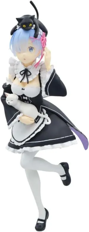 Rem Figure Maid Dress Anime Figurine Girl Model 9.06 Inch Cute Action Figure Rem Statue Desktop Ornament Display Collectibles Gift