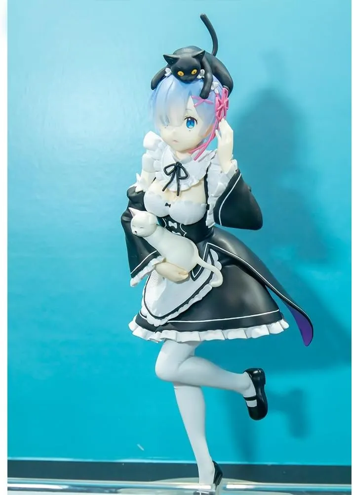 Rem Figure Maid Dress Anime Figurine Girl Model 9.06 Inch Cute Action Figure Rem Statue Desktop Ornament Display Collectibles Gift