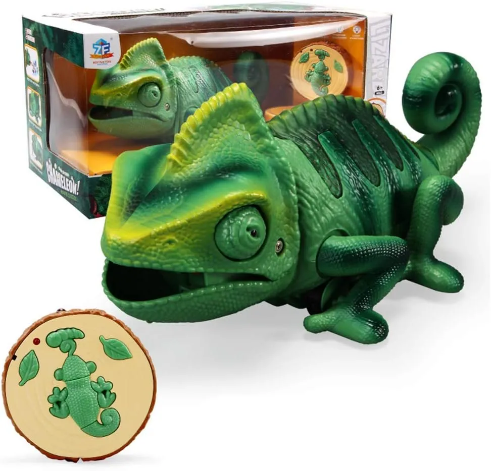Remote Control Chameleon Toy Realistic Animal Infrared RC Chameleon Fake Lizard Toys Party Favors Party Supplies Halloween Pranks Joke for Kids Adults Gift