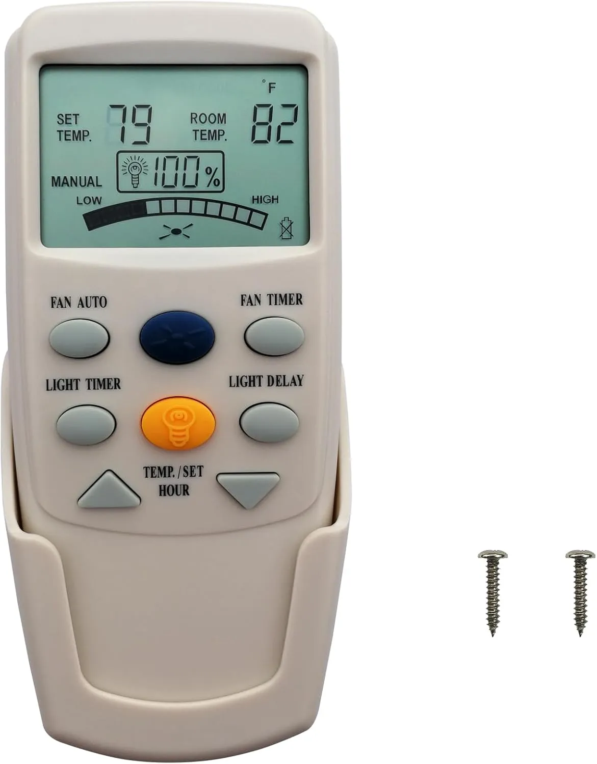 Replacement Remote for Hampton Bay Thermostatic Ceiling Fan Remote Control FAN-9T L3HFAN-9T, with Fan Timer Key 3-Speed LCD Display Temp, No Light Dimmer,No Reverse (Remote Only)
