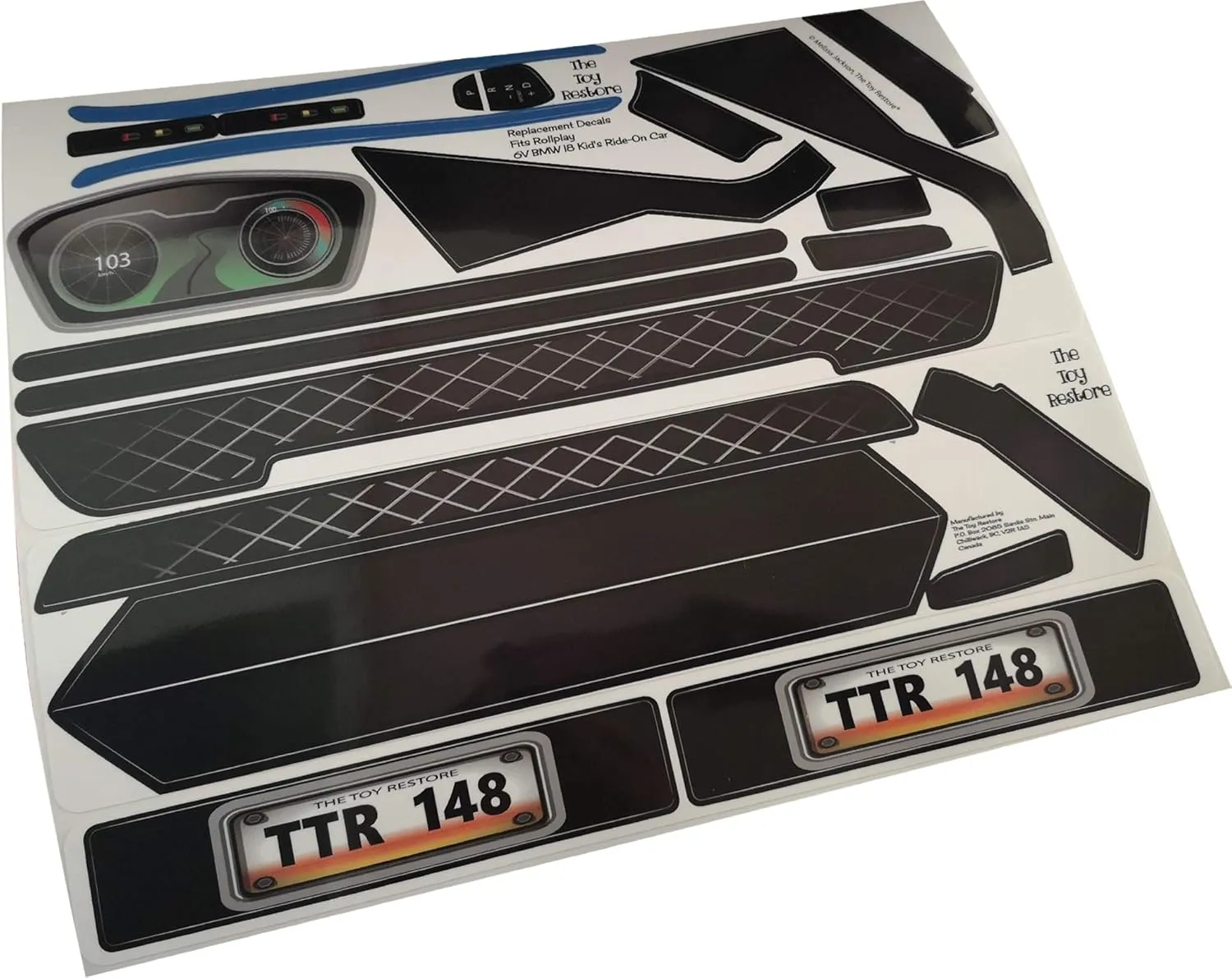 Replacement Stickers Fits Rollplay BMW I8 Car 6-Volt Battery-Powered Ride-On Set