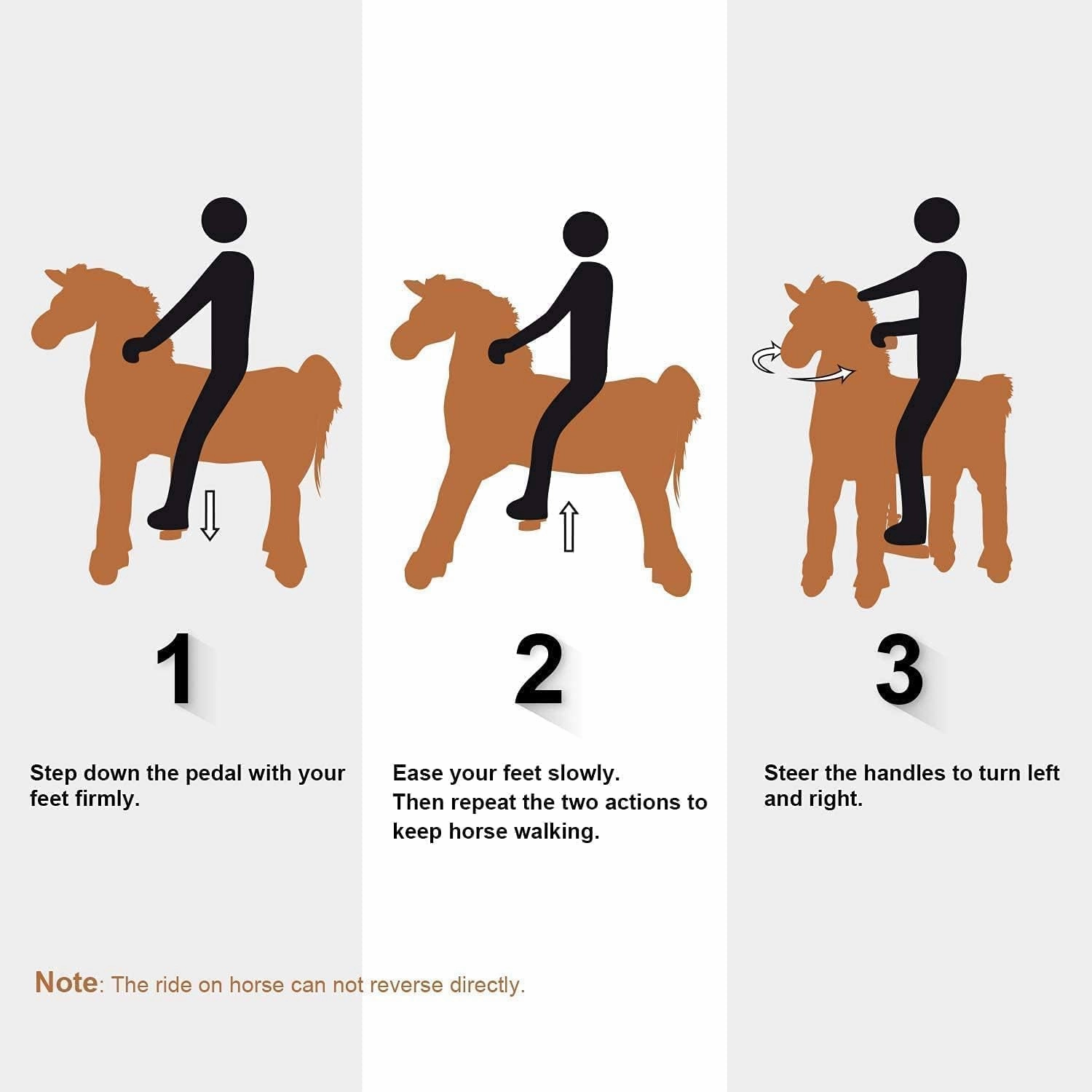 Ride on Horse for Big Kids, Horse Ride on Toy for 4 to 9 Years Old, (35.43'' Height) Riding Horse Rider Mechanical Walking Action Plush Animal, No Battery or Electricity, Max Load 165LBS - Brown