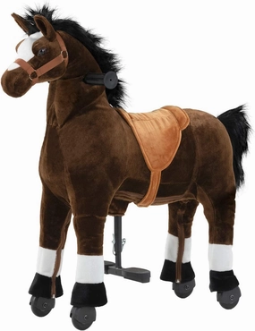 Ride on Horse for Big Kids, Horse Ride on Toy for 4 to 9 Years Old, (35.43'' Height) Riding Horse Rider Mechanical Walking Action Plush Animal, No Battery or Electricity, Max Load 165LBS - Brown