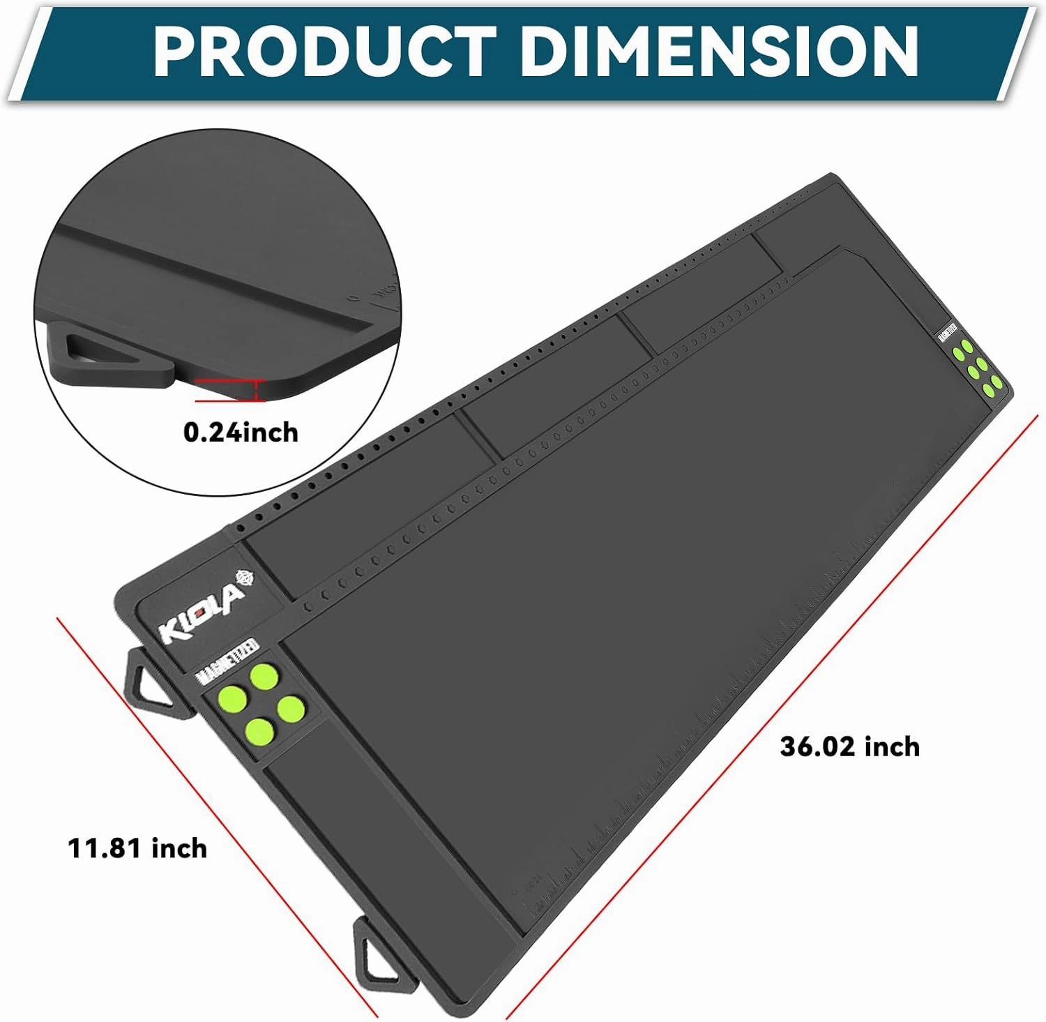 Rifle Shotgun Cleaning Mat - Large Magnetic Gun Mat with Organizer Parts Tray, Anti-Slip Workbench Cleaning Pad, Inch Ruler