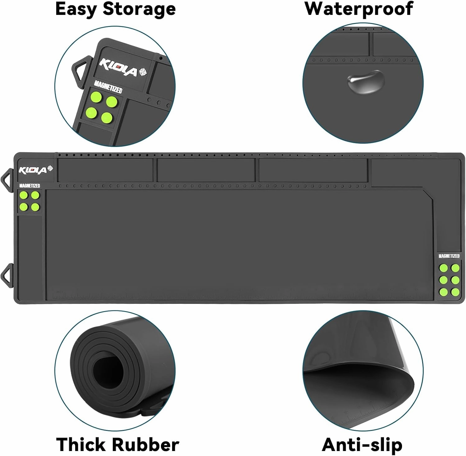 Rifle Shotgun Cleaning Mat - Large Magnetic Gun Mat with Organizer Parts Tray, Anti-Slip Workbench Cleaning Pad, Inch Ruler