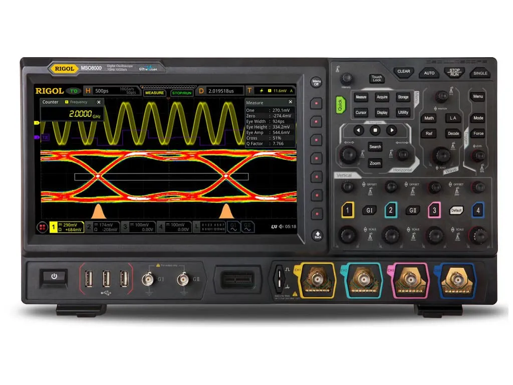 Rigol MSO8204 Digital Oscilloscope 2GHz Bandwidth,4 Analog Channels,10GSa/s Sampling Rate,500Mpts Memory Depth,16 Digital Channels,All Options Open