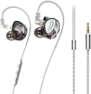 RitMoment IE10 Wired Earbuds - Professional IEM Earphones, Clear Sound & Deep Bass, Dual Magnetic Dynamic Driver, in Ear Monitors for Musicians, Audiophiles & Gamers (3.5mm Plug with Mic, Black)