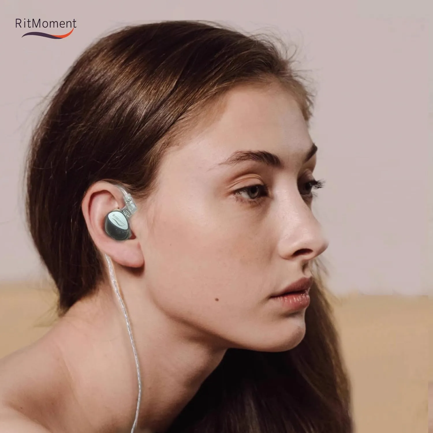 RitMoment IE10 Wired Earbuds - Professional IEM Earphones, Clear Sound & Deep Bass, Dual Magnetic Dynamic Driver, in Ear Monitors for Musicians, Audiophiles & Gamers (3.5mm Plug with Mic, Black)