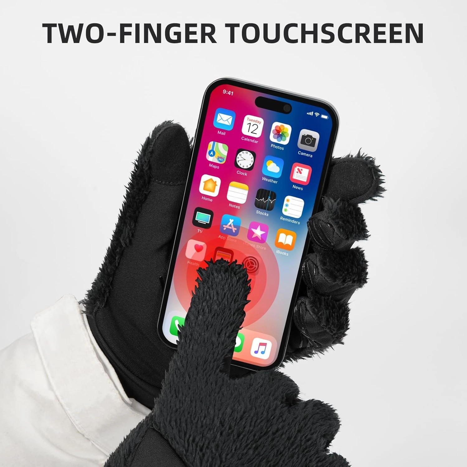 ROCKBROS Winter Gloves Men Women Long Black Windproof Cycling Gloves Touch Screen Thermal Gloves for Running Driving Work