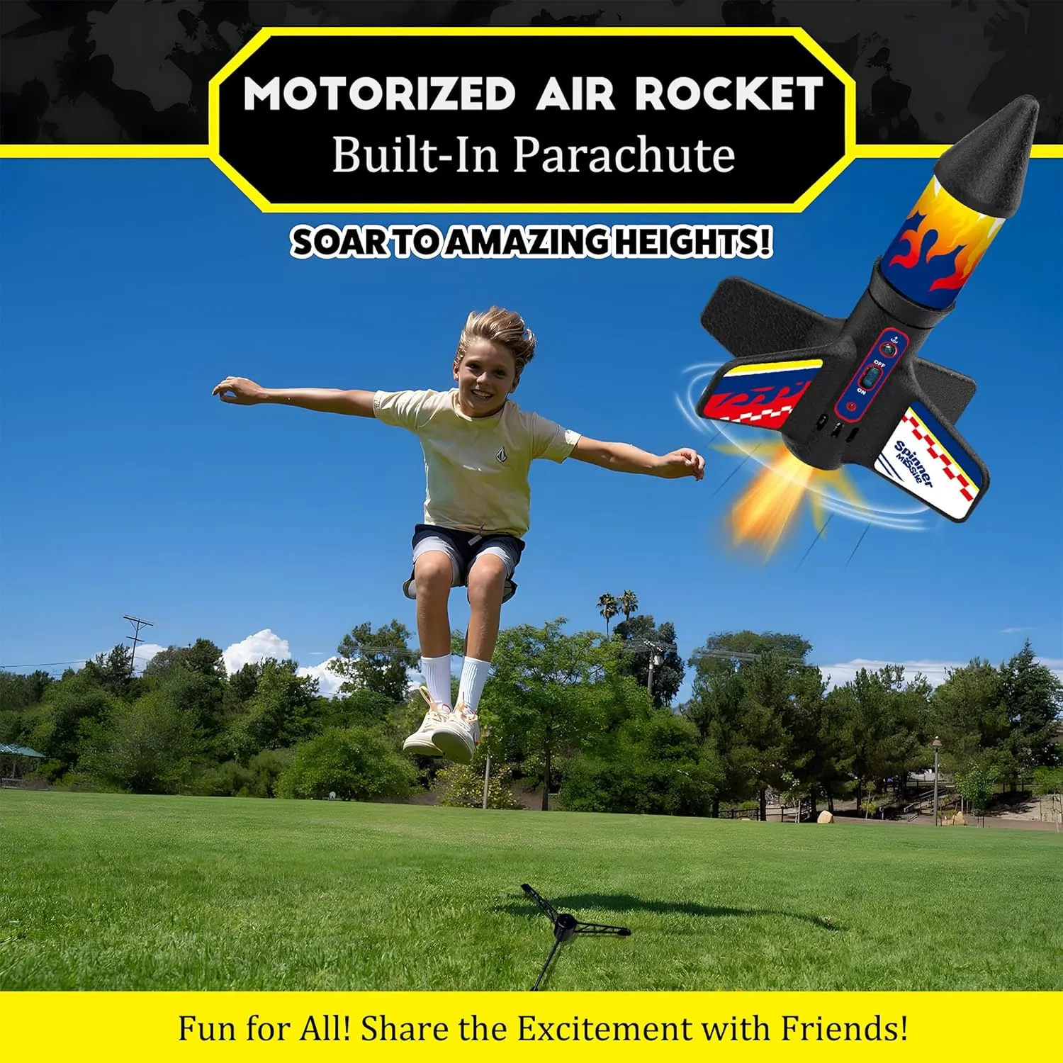 Rocket Launcher Model Rocket Kits with Launch Set, Ultra-high Flying Rocket, Rocket Toy, Kids Outdoor Toys, Gift for Kids Ages 8-12 Children's Day Gift, Black
