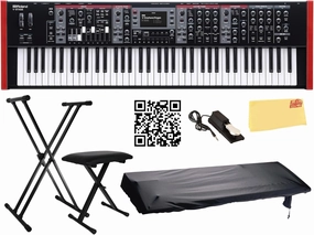 Roland V-STAGE 76 Performance Keyboard Bundle with Adjustable Stand, Bench, Sustain Pedal, Dust Cover, Austin Bazaar Instructional Video, and Polishing Cloth