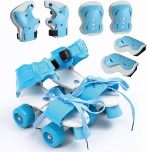 Roller Skates For Girls Boys,Quad Rollerskates For Little Kids Age 2-5, Adjustable Size From 6C-12C,Retractable Skates For Beginning With Knee,Wrist,Hand Protection, Birthday Gift Indoor Outdoor Sport
