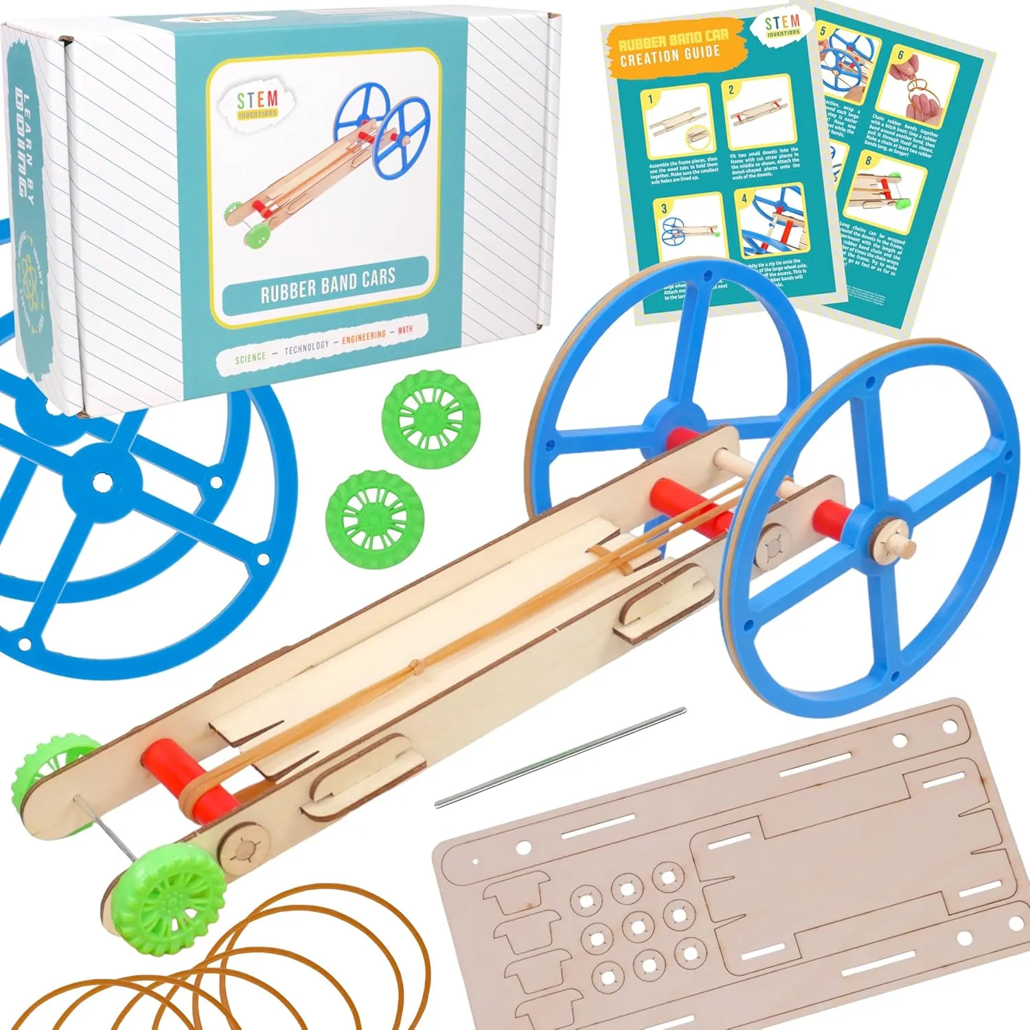 Rubber Band Car Kit – 10 Pack STEM Kits for Kids Ages 8-14, DIY Wooden Car Building Set for Classroom Projects, Science Experiments & Educational Crafts