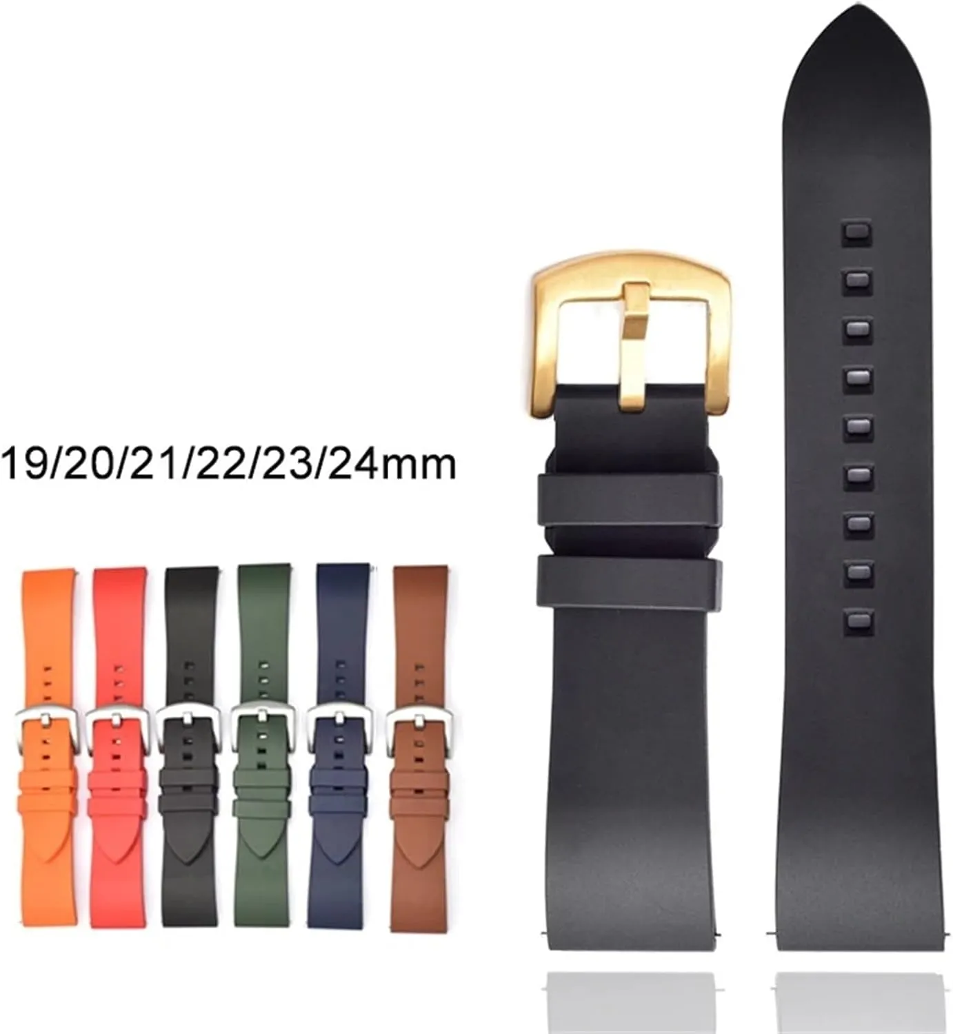 Rubber Strap 19 20 21 22 23 24mm Stainless Steel Buckle Quick Release Men Women Sport Watch Band Bracelet