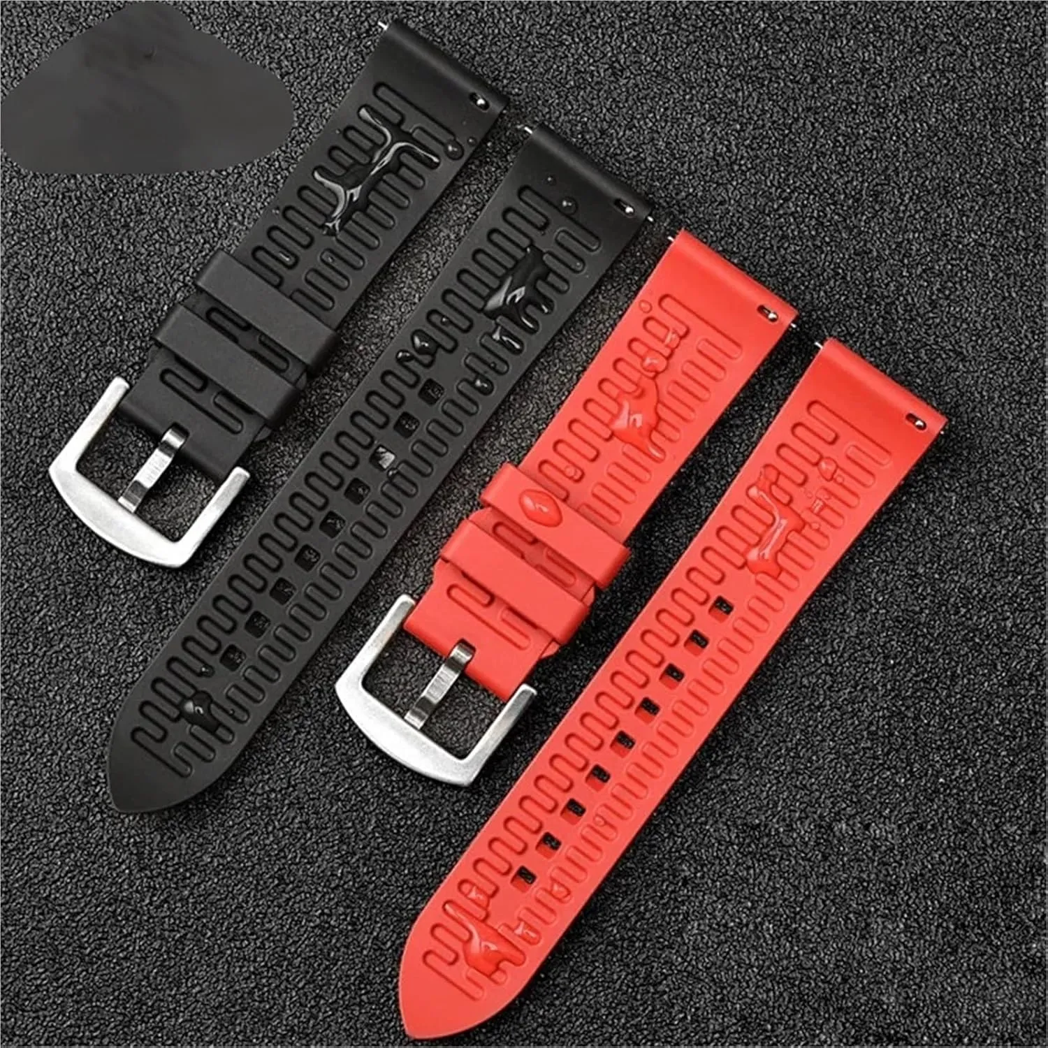 Rubber Strap 19 20 21 22 23 24mm Stainless Steel Buckle Quick Release Men Women Sport Watch Band Bracelet
