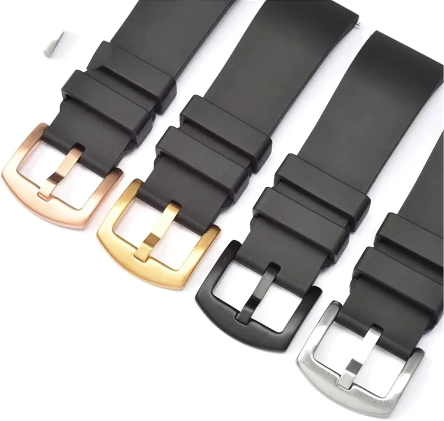 Rubber Strap 19 20 21 22 23 24mm Stainless Steel Buckle Quick Release Men Women Sport Watch Band Bracelet