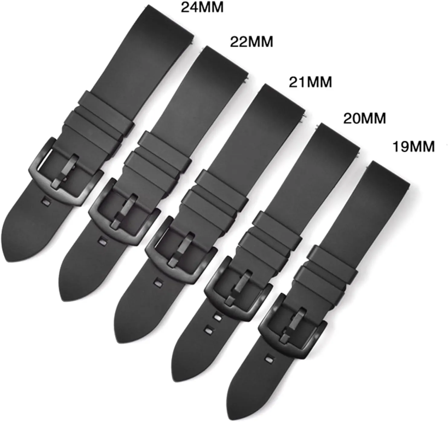 Rubber Strap 19 20 21 22 23 24mm Stainless Steel Buckle Quick Release Men Women Sport Watch Band Bracelet