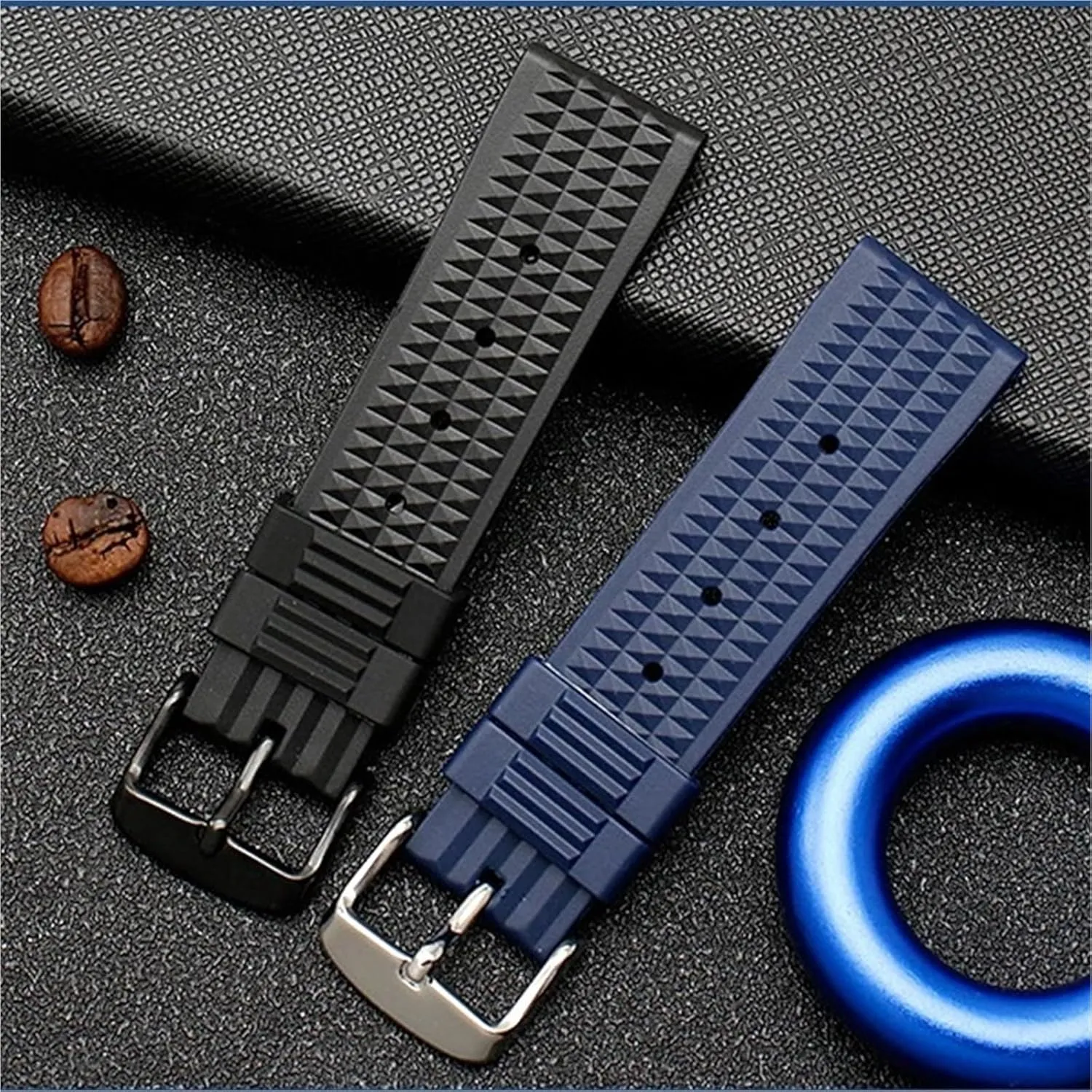 Rubber Watch Strap 20mm 22mm Watchband Watch Band Diving Bracelet Blue Color Prevent Dust Men And Women