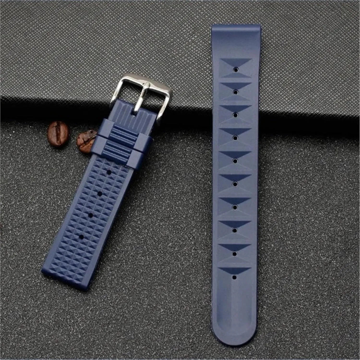 Rubber Watch Strap 20mm 22mm Watchband Watch Band Diving Bracelet Blue Color Prevent Dust Men And Women