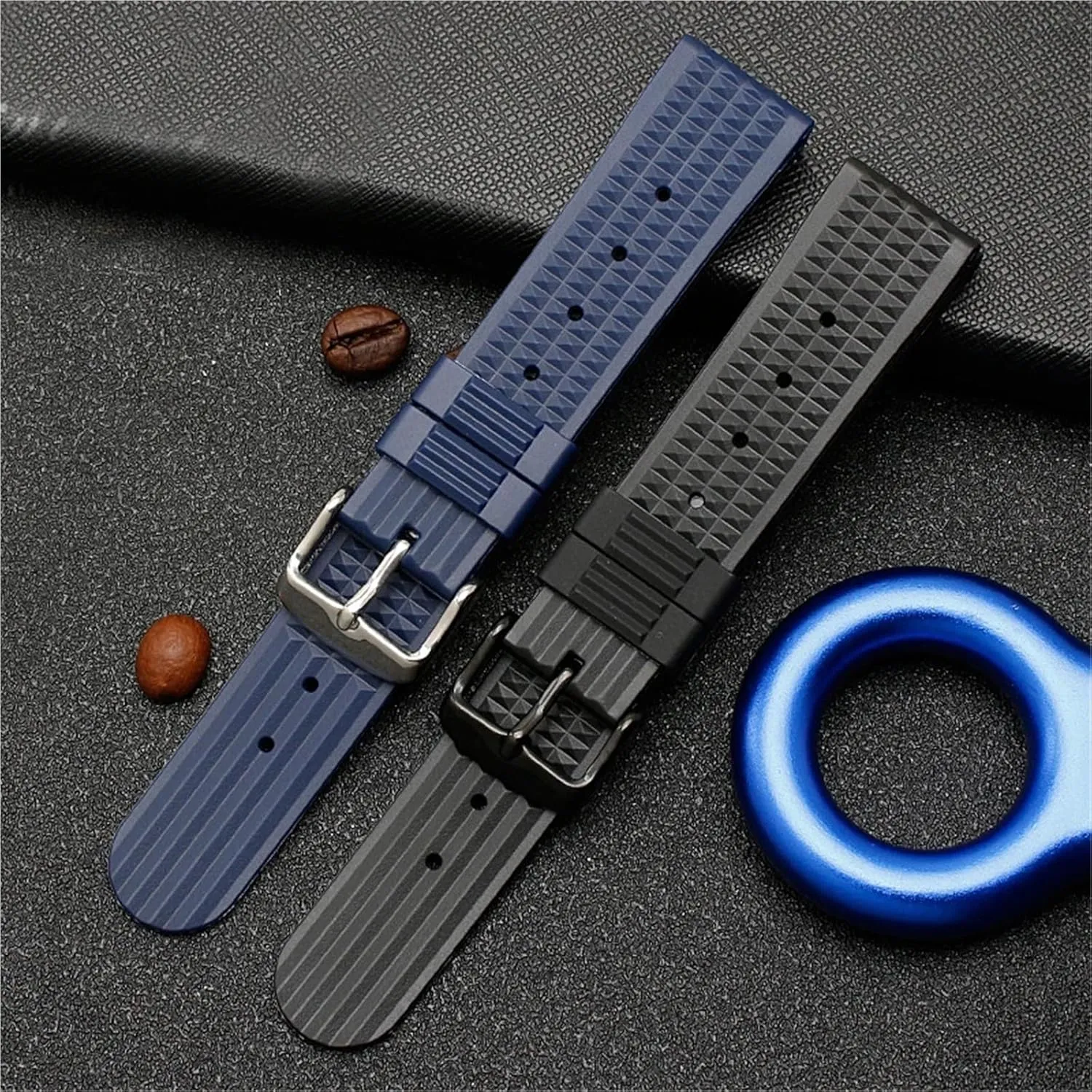 Rubber Watch Strap 20mm 22mm Watchband Watch Band Diving Bracelet Blue Color Prevent Dust Men And Women