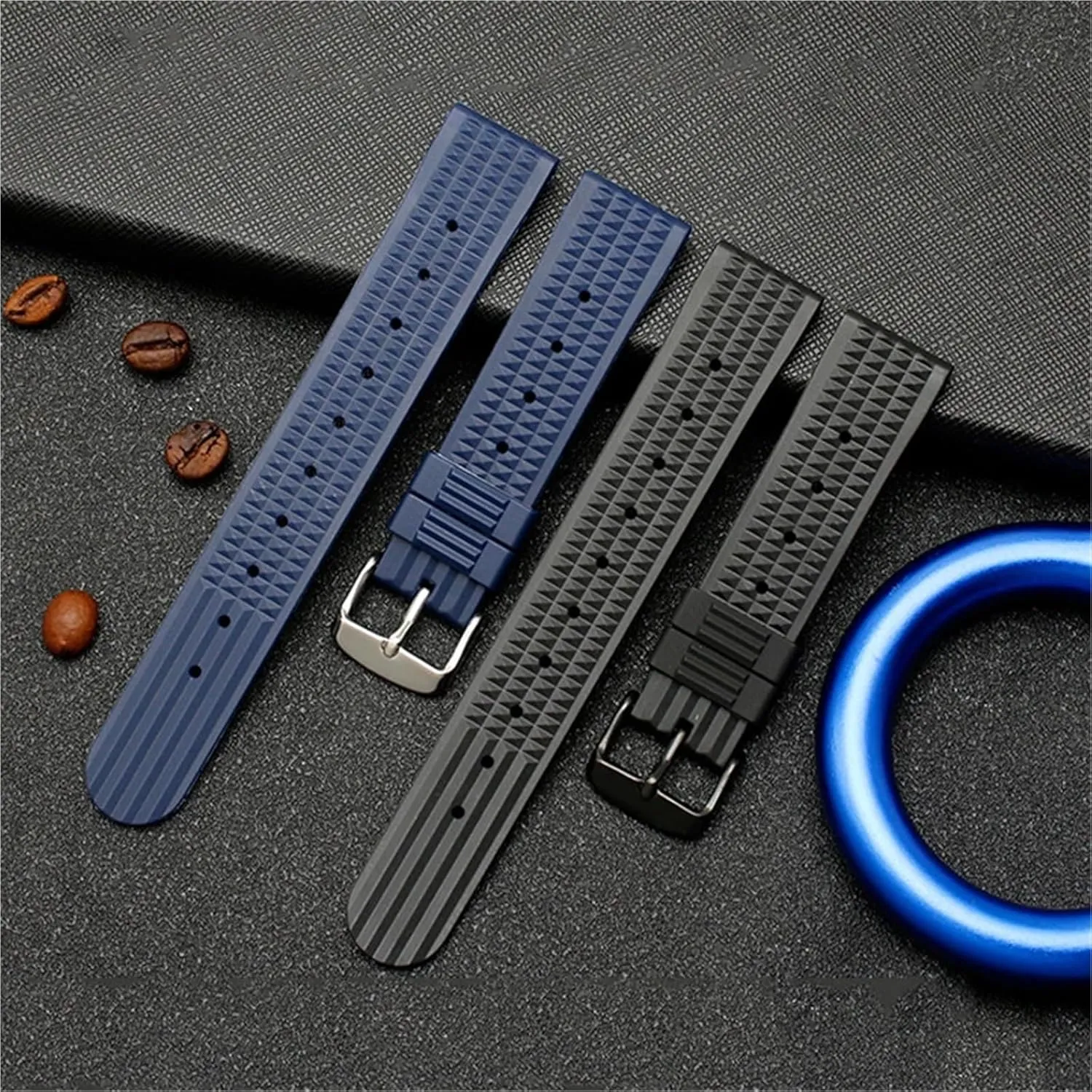 Rubber Watch Strap 20mm 22mm Watchband Watch Band Diving Bracelet Blue Color Prevent Dust Men And Women