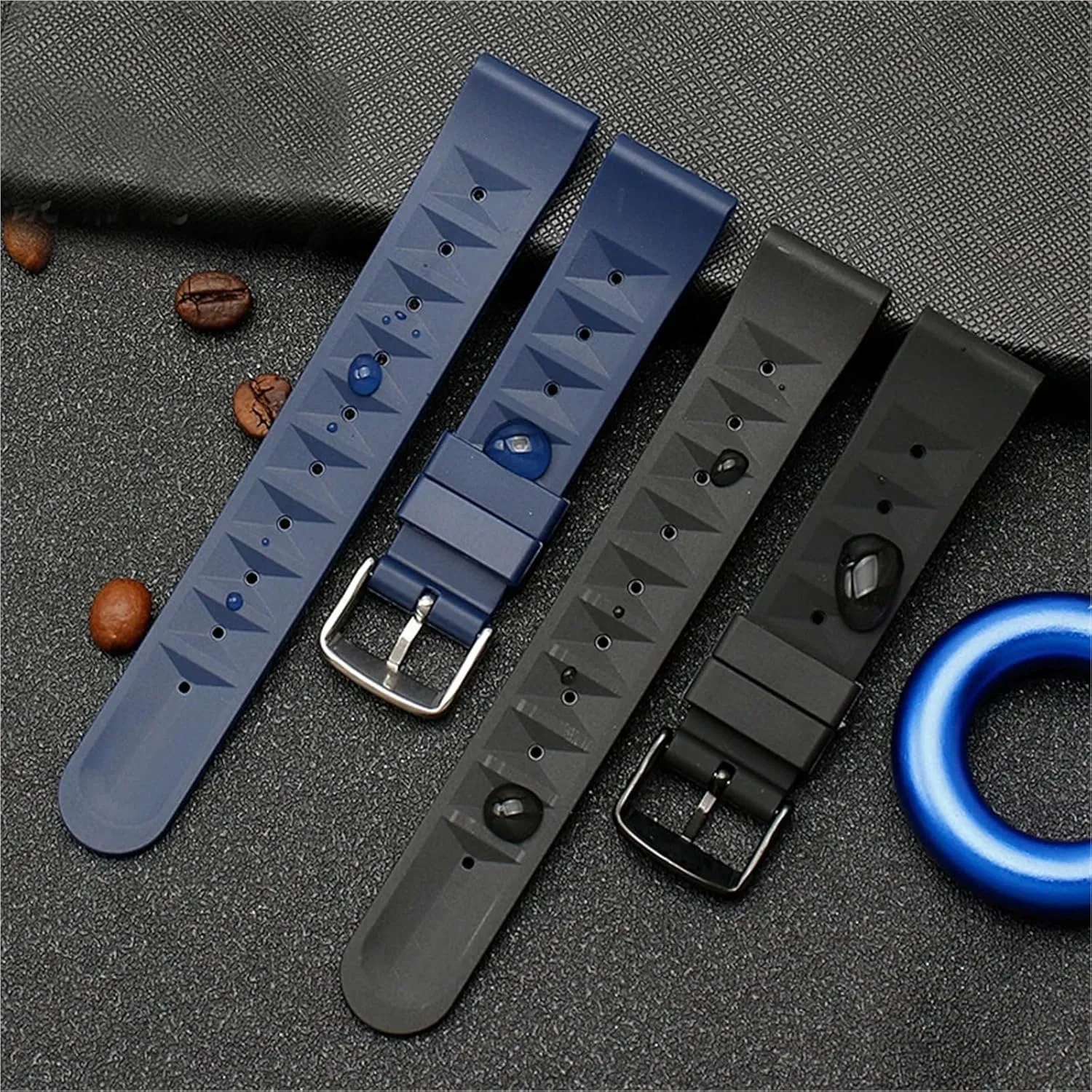 Rubber Watch Strap 20mm 22mm Watchband Watch Band Diving Bracelet Blue Color Prevent Dust Men And Women