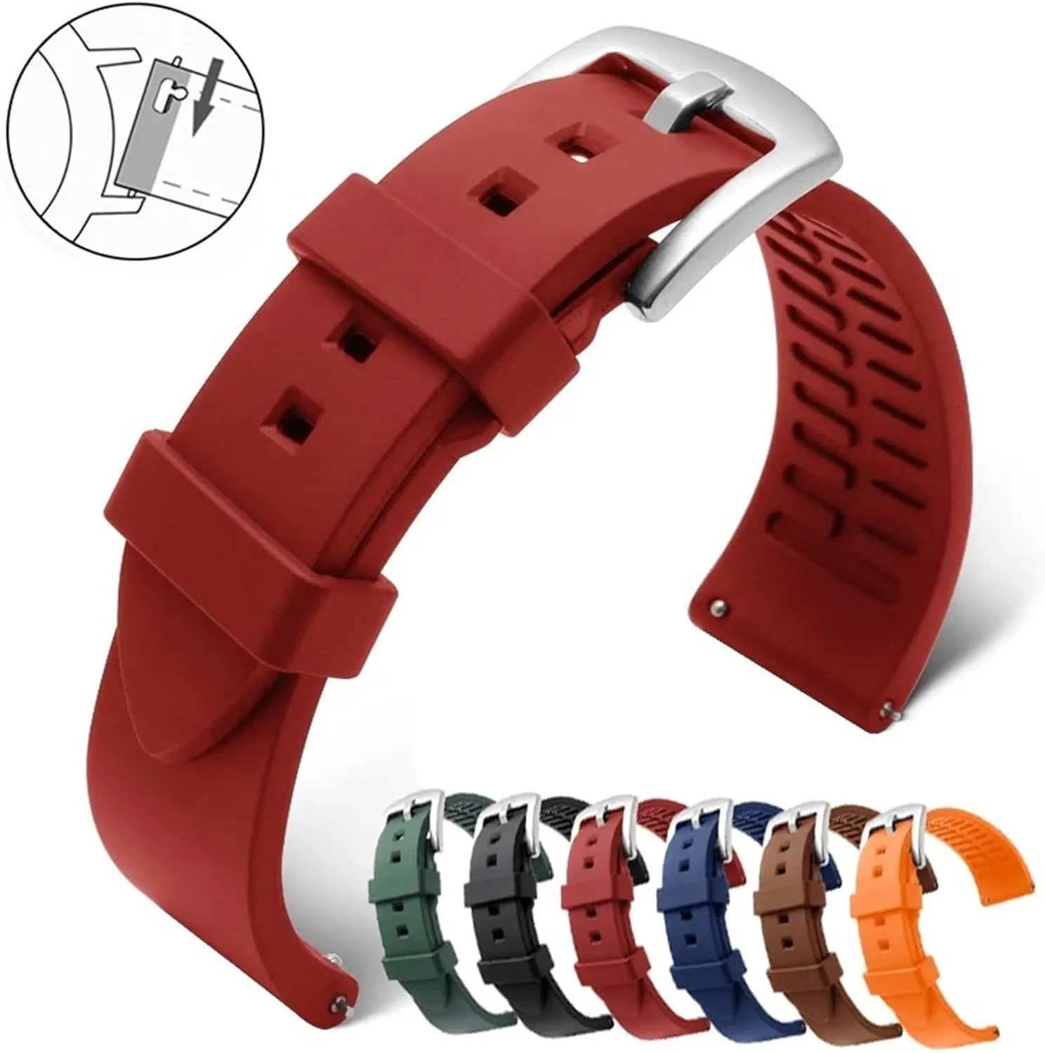 Rubber Watchband18mm 19mm 20mm 21mm 22mm 24mm Strap Watch Accessories Bracelet Quick Release Men And Women