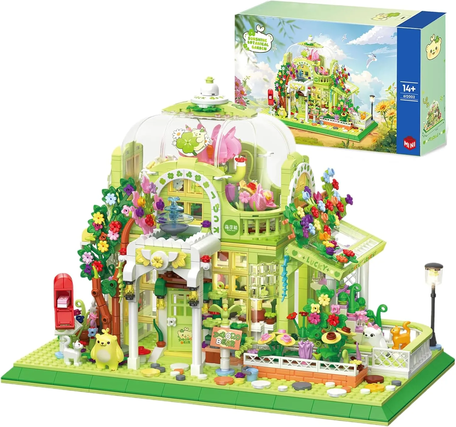 samou Botanical Garden Greenhouse Building Set, Creative DIY Flower Friends House Building with LED Light, Build a Greenhouse Model, Great Gift for Kids and Adults (1490 Pieces)