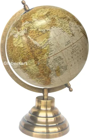 Samyuktha Educational/Antique Globe with Brass Antique Arc and Base/World Globe/Home Decor/Office Decor/Gift Item / 8 inches (Earth Texture)