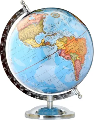 Samyuktha Educational/Antique Globe with Chrome Finish Arc and Base/World Globe/Home Decor/Office Decor/Gift Item / 8 inches (Educational)