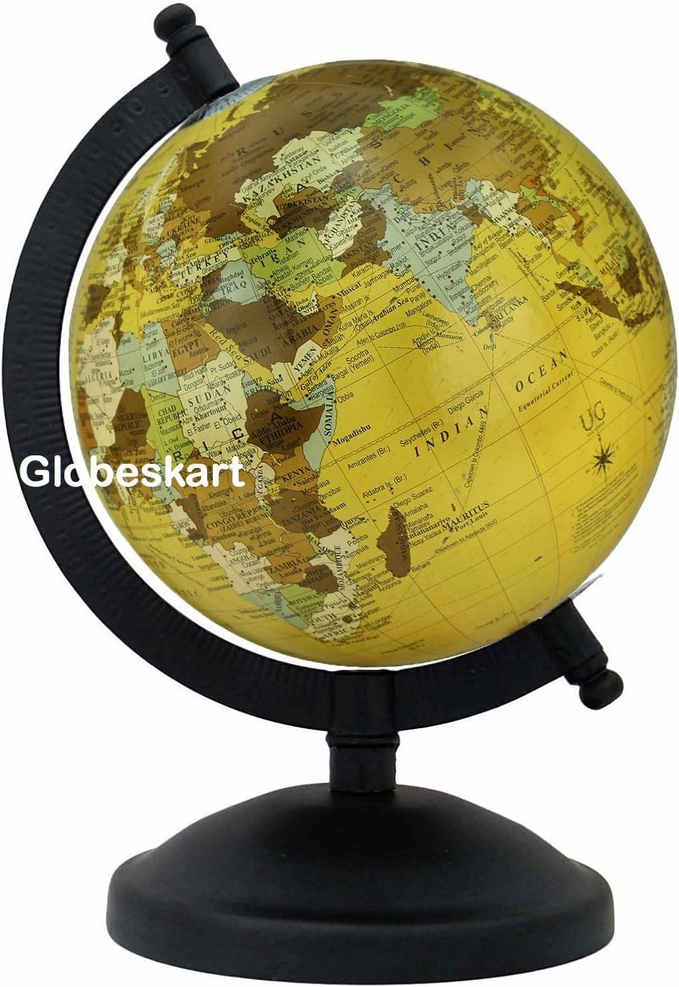 Samyuktha Political Globe (5 inches), Unbreakable Metal ARC and Base (New Beige)