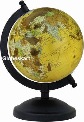 Samyuktha Political Globe (5 inches), Unbreakable Metal ARC and Base (New Beige)