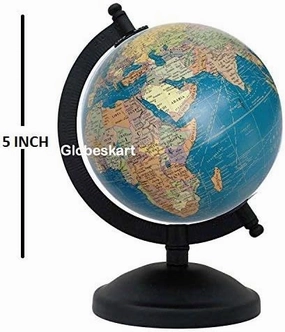 Samyuktha Political Globe (5 inches), Unbreakable Metal ARC and Base (Royal Blue)